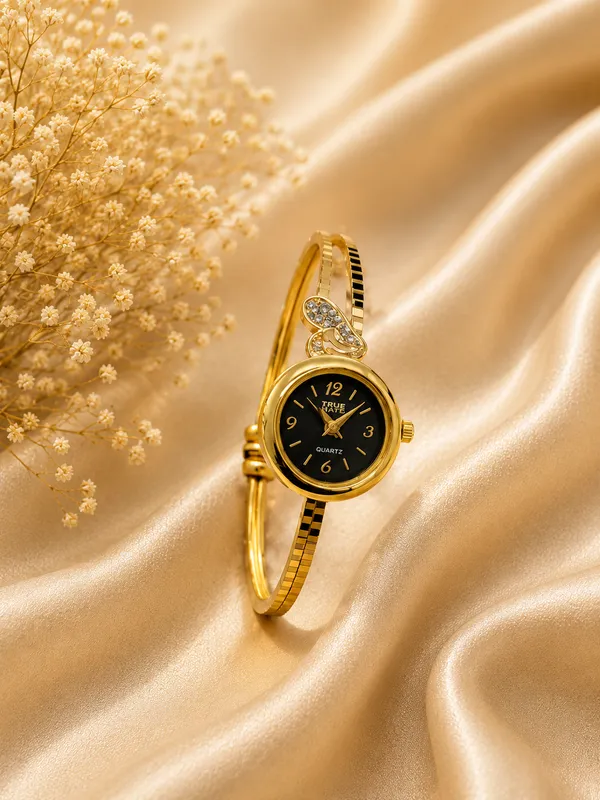 Stylish_Gold_Tone_Dial_Analog_Watch_Bracelet_For_Women