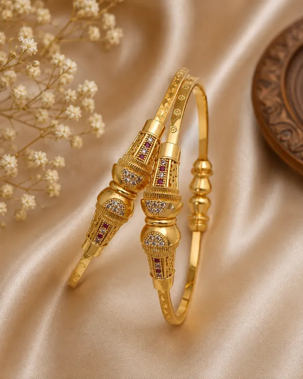 Gold_Plated_American_Diamond_Bracelet_Set_For_Women