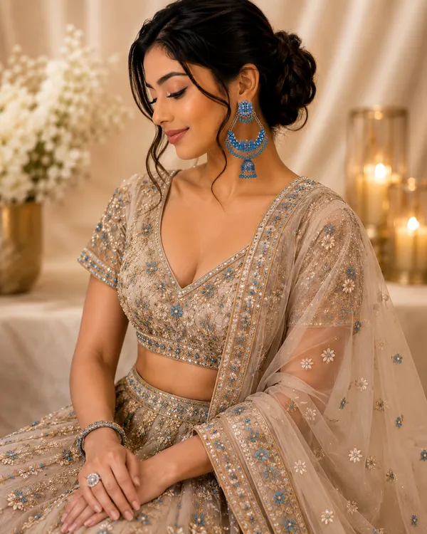 Blue_Oxidized_Silver_Jhumka_Earrings_With_Floral_Motif