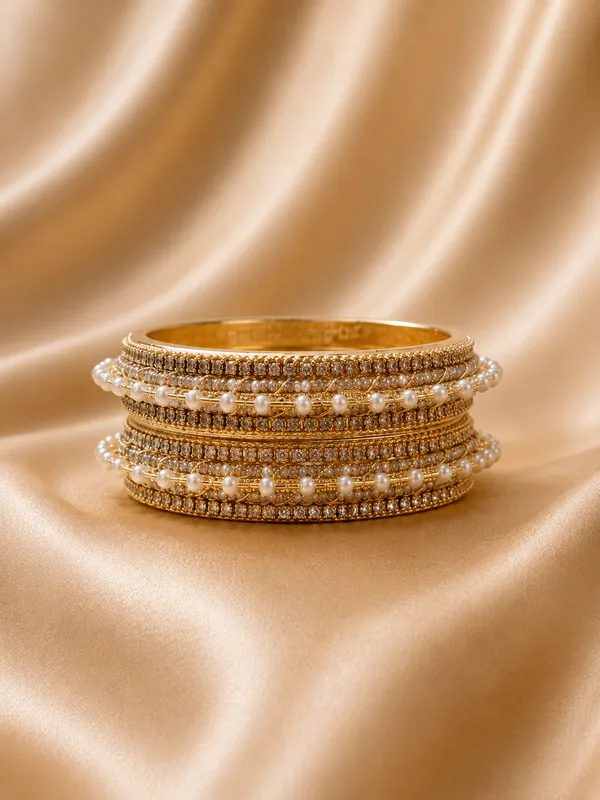 Gold_And_White_Beaded_Wrap_Bangles_Set