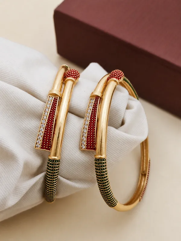 Gold_Plated_Red_And_Black_Stone_Studded_Bangles_Set_For_Women