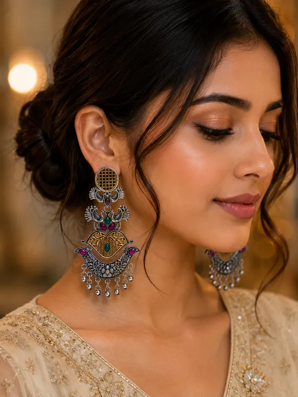 Dual_Tone_Peacock_Motif_Chandbali_Earrings_For_Women