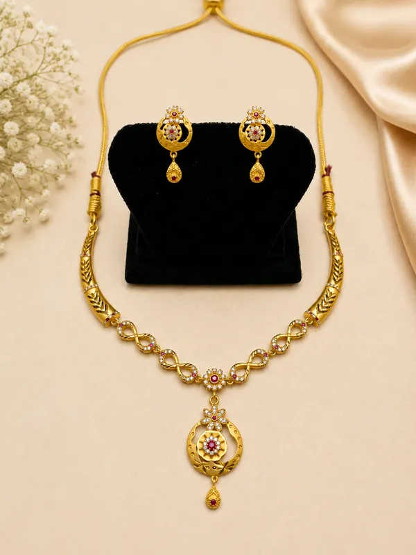 Gold_Plated_Kundan_Meenakari_Necklace_Set_For_Women