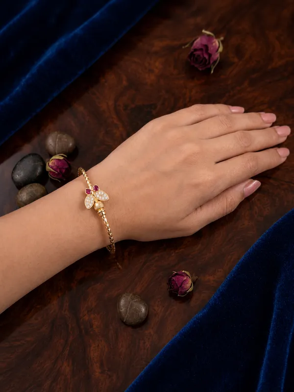 Gold_Plated_Pink_Stone_Bracelets_Set_For_Women
