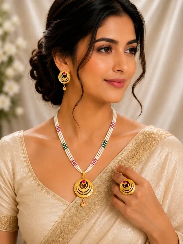 Golden_Kundan_Ruby_Pendant_Necklace_Set_With_Earrings_And_Ring