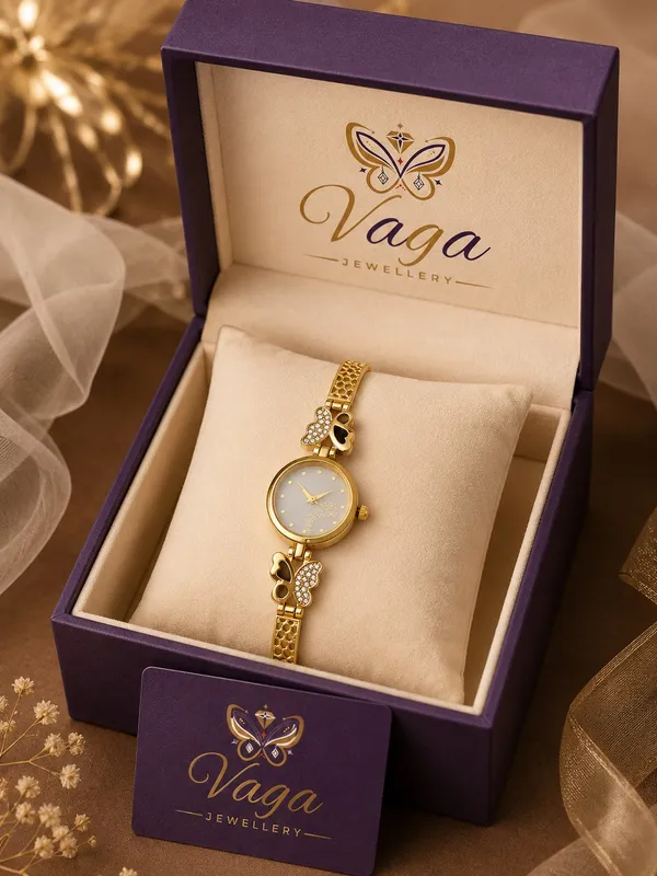 Butterfly_Charm_High_Gold_Plated_Bracelet_Watch_With_Embedded_AD_|_Honeycomb_Pattern_Strap_with_Adjustable_Chain_&_Crystal_Accents