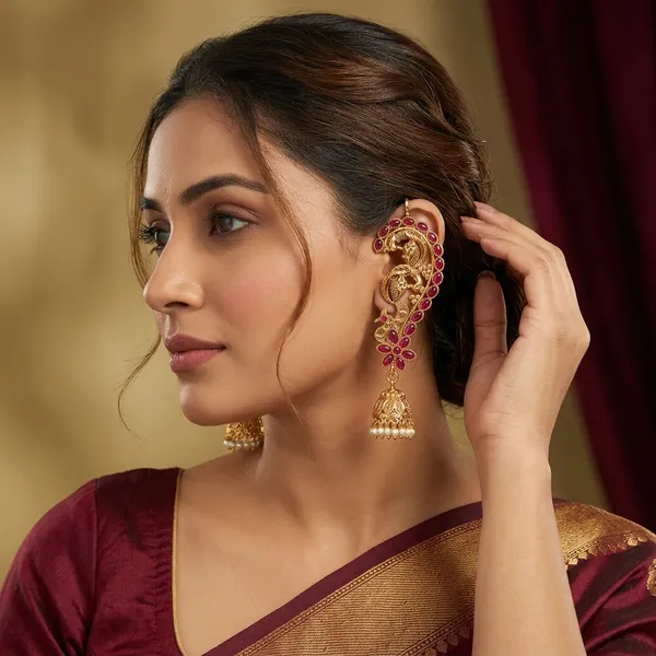 Gold_Plated_Ruby_Stone_Peacock_Jhumka_Earrings_For_Women