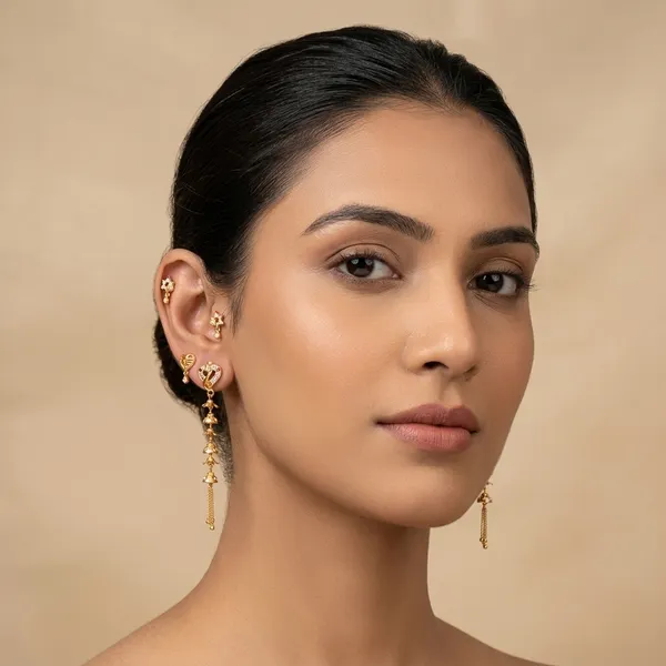 Gold-Toned_Heart_Design_Earring_Set_Of_3_For_Women