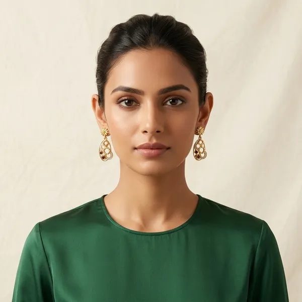 Golden_Floral_Drop_Earrings_Set_For_Women