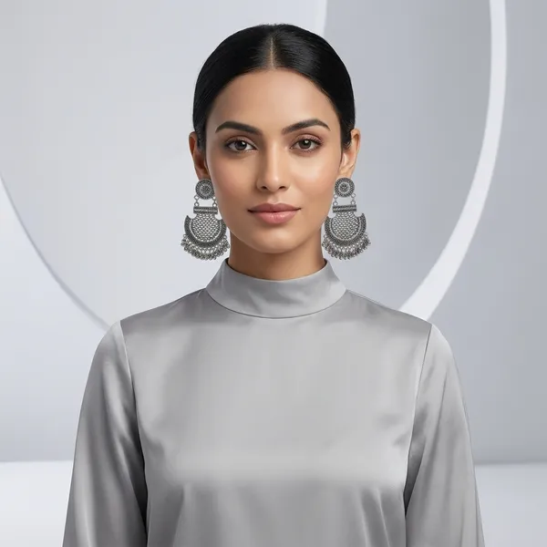 Silver_Oxidized_Chandbali_Earrings_With_Ghungroo_Details