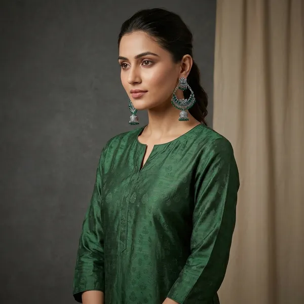Oxidised_Silver_Green_Beaded_Chandbali_Jhumka_Earrings