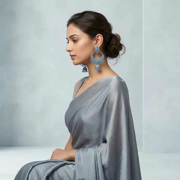 Blue_Oxidized_Silver_Jhumka_Earrings_With_Floral_Motif