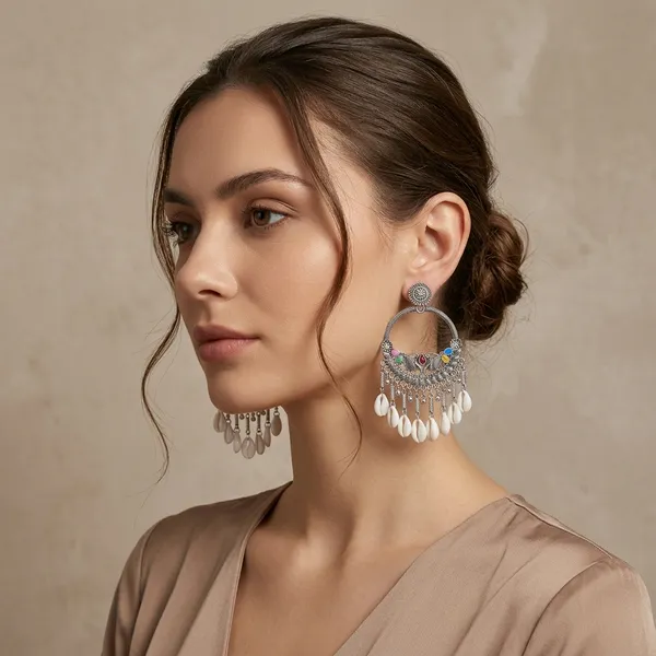 Silver_Oxidized_Multicolor_Shell_Drop_Earrings_For_Women