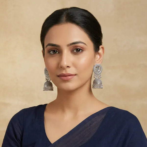 Oxidized_Silver_Jhumka_Earrings_With_Deity_Motif