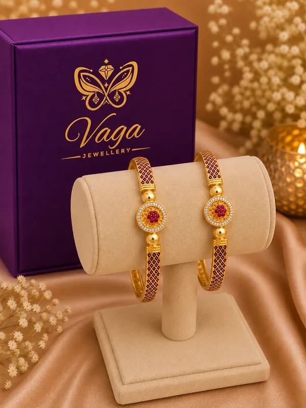 Gold_Plated_Ruby_American_Diamond_Bangle_Set