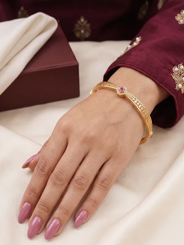 Gold_Plated_Ruby_Stone_Filigree_Bangles_For_Women