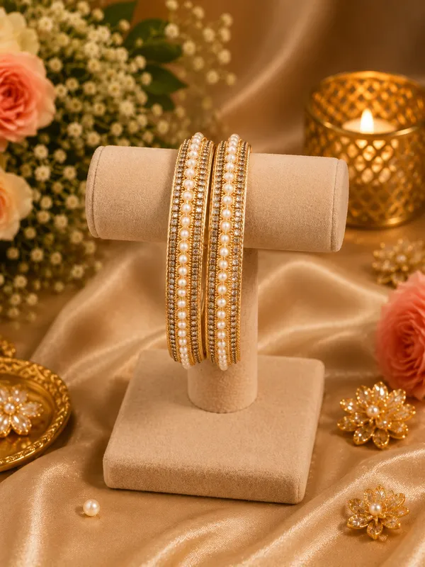 Gold_Tone_Pearl_Embellished_Traditional_Bangles_Set_Of_2