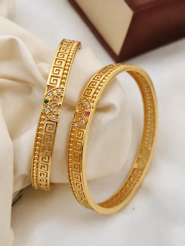 Gold_Plated_Greek_Pattern_Bangles_With_Crystal_Embellishments