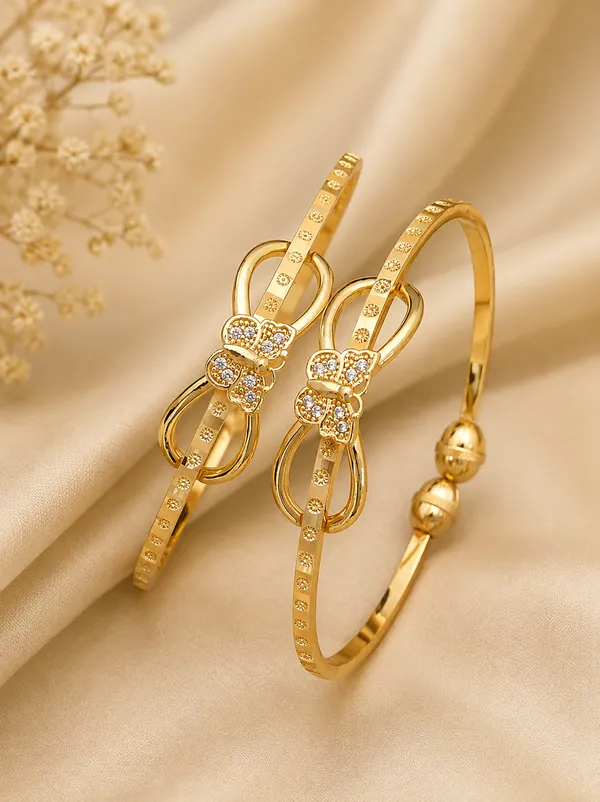 High_Gold-Plated_Infinity_Loop_&_Butterfly_Openable_Bangles_with_AD_Accents_(Set_of_2)