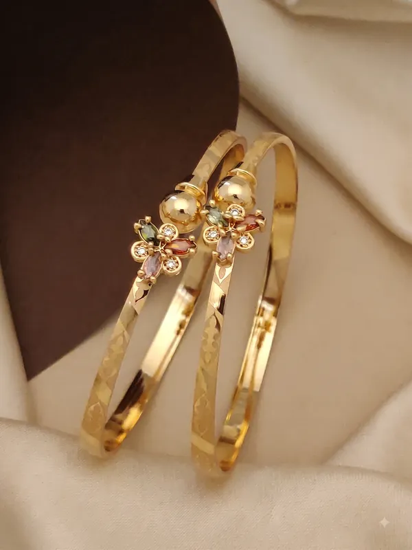High_Gold-Plated_Multicolor_Floral_Marquise_&_AD_Embedded_Bangles_(Set_of_2)