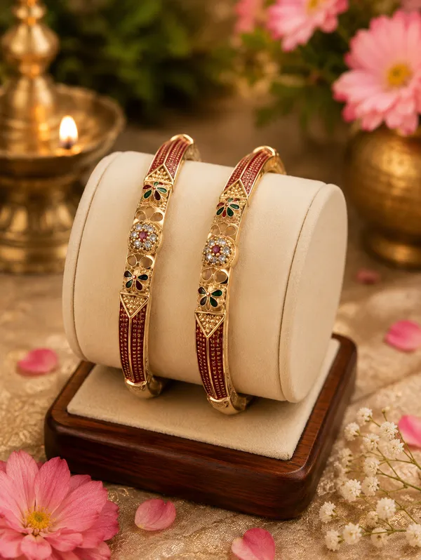 Gold_Plated_Floral_Meenakari_Bangle_Set_For_Women