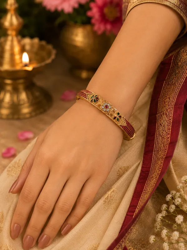 Gold_Plated_Floral_Meenakari_Bangle_Set_For_Women