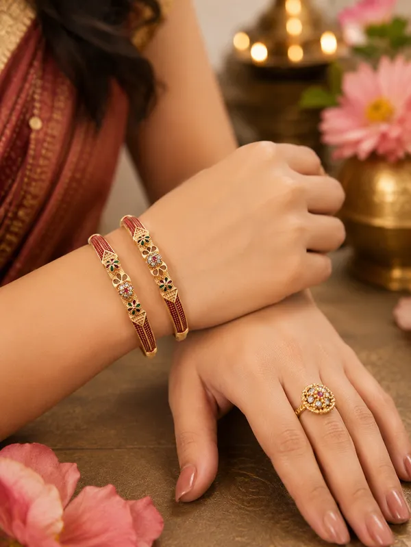 Gold_Plated_Floral_Meenakari_Bangle_Set_For_Women