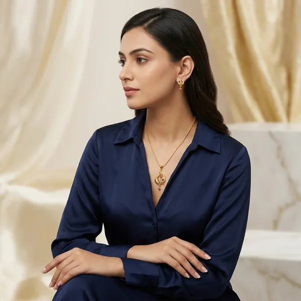 Gold_Plated_Peacock_Design_Pendant_Set_With_Matching_Earrings