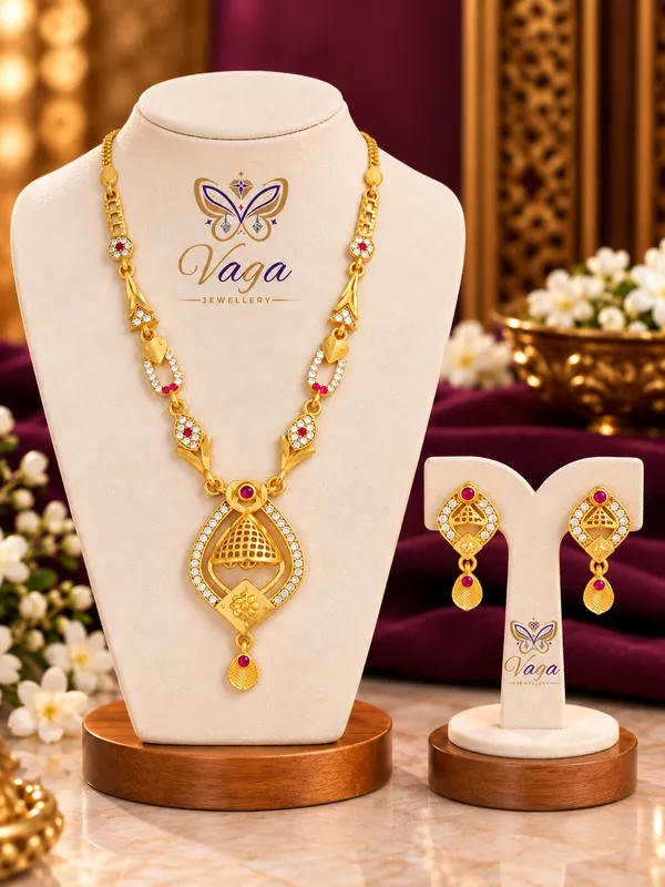Micro_High_Gold_Plated_&_Diamond_Studded_Embellished_18_inch_Forming_Necklace_Set_with_Matching_Earrings_For_Woman