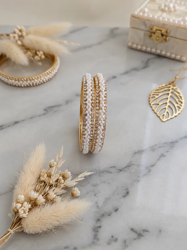 Gold_Plated_Pearl_Embellished_Bangle_Set
