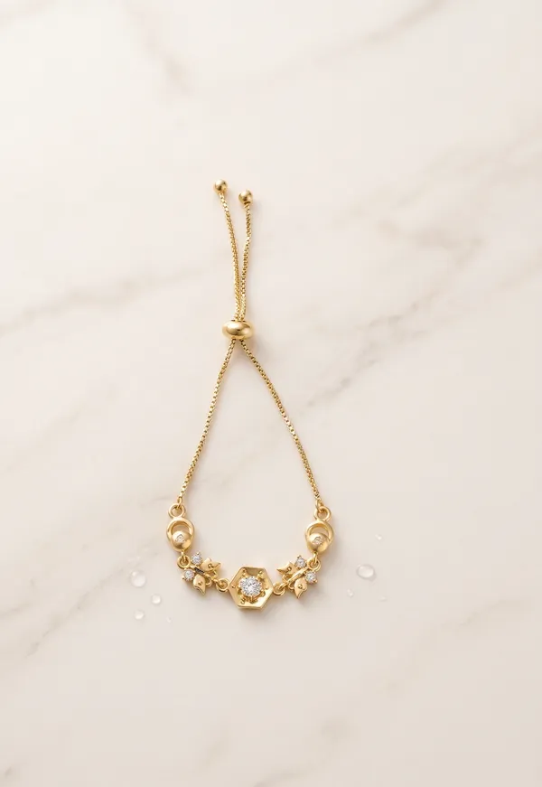 Gold-Plated_Hexagonal_Crystal_Bolo_Bracelet_For_Women