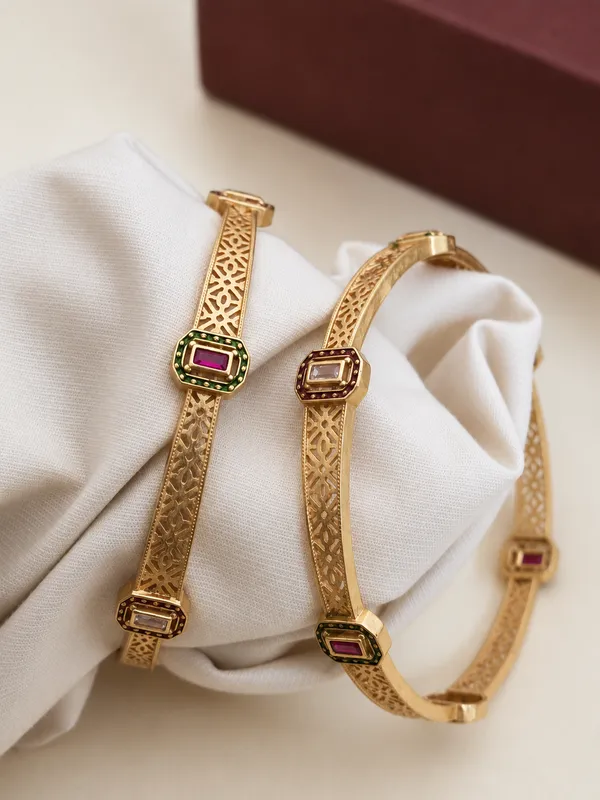 Gold_Plated_Gemstone_Embellished_Bangle_Set