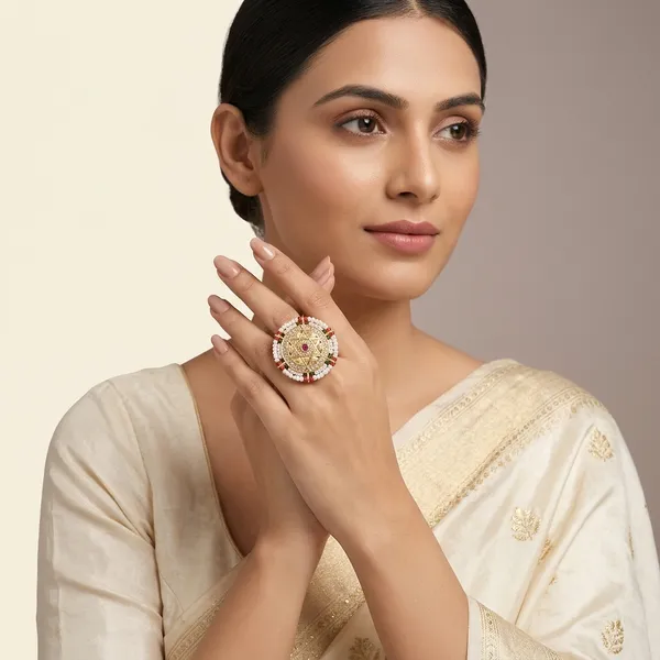 Gold_Plated_Traditional_Circular_Pendant_Adjustable_Ring