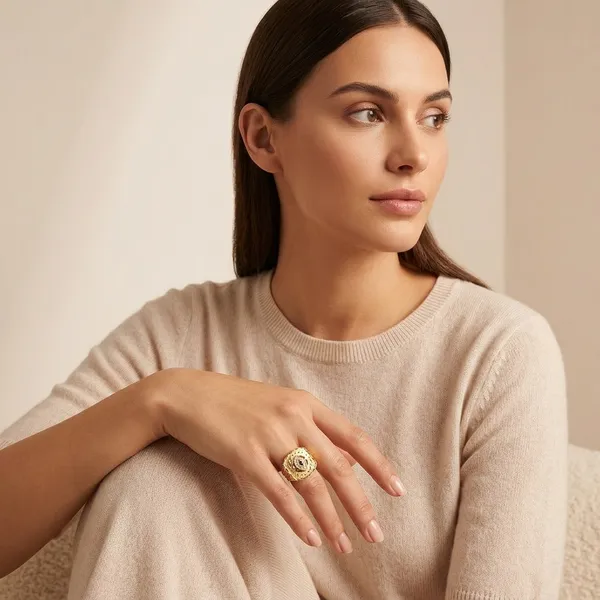 Gold_Textured_Floral_Ring_For_Women