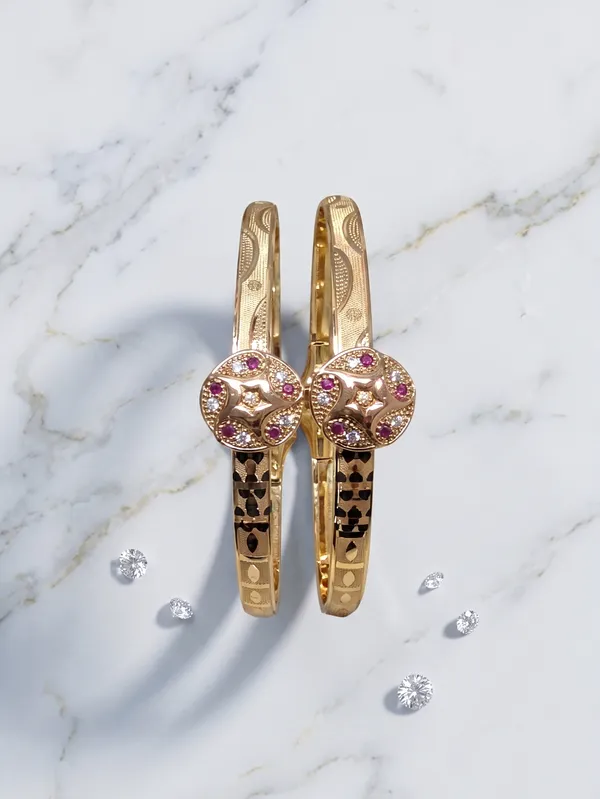 Rose_Gold_Plated_Pink_Stone_Embellished_Bracelet_Set