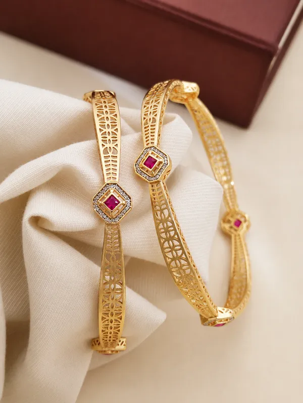 Gold_Plated_Ruby_Stone_Filigree_Bangles_For_Women