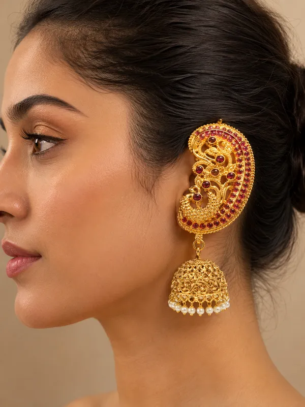 Gold_Plated_Ruby_Stone_Peacock_Jhumka_Earrings_For_Women