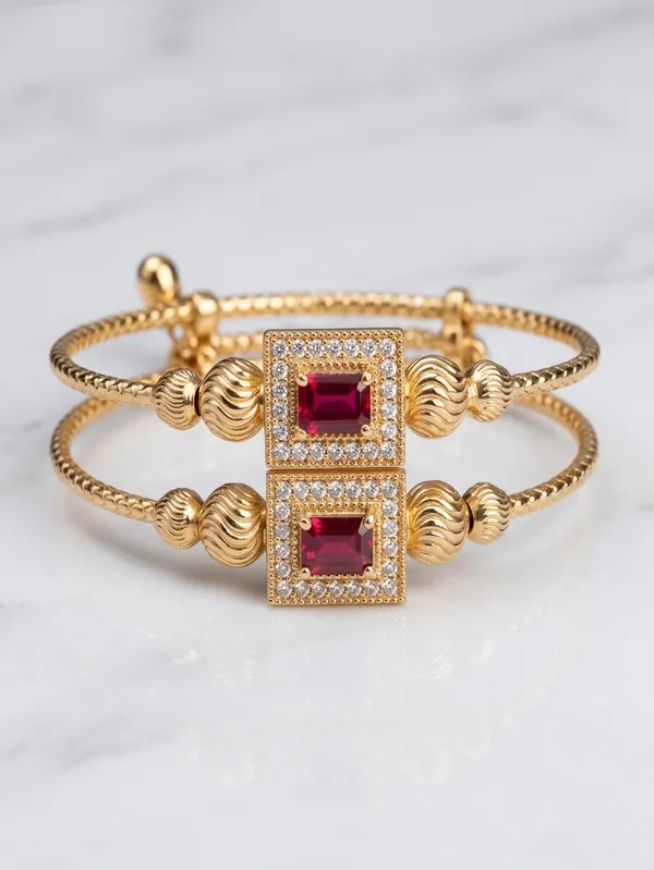 Gold_Plated_Purple_Stone_Square_Ring_Set_For_Women