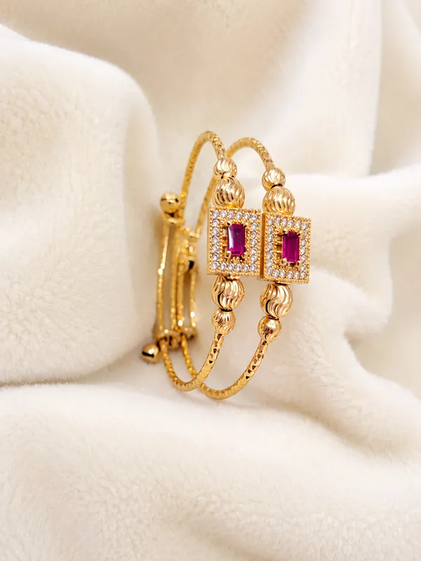 Gold_Plated_Purple_Stone_Square_Ring_Set_For_Women