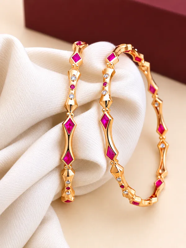 Gold_Plated_Pink_Stone_Studded_Bangle_Set_Of_2