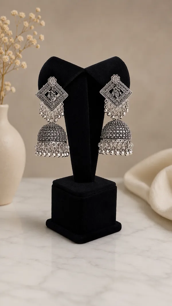 Silver_Oxidized_Jhumka_Earrings_For_Women
