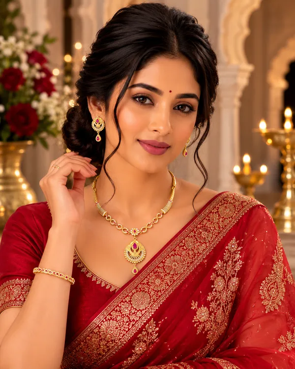 Golden_Stone_Studded_Bridal_Necklace_Set_With_Earrings