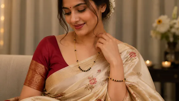 Gold_Plated_Black_Bead_Delicate_Mangalsutra_Necklace_And_Bracelet_Set
