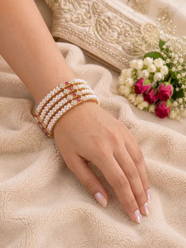 Three_Layered_Pearl_And_Gemstone_Adjustable_Bangle_Set