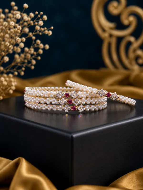 Three_Layered_Pearl_And_Gemstone_Adjustable_Bangle_Set