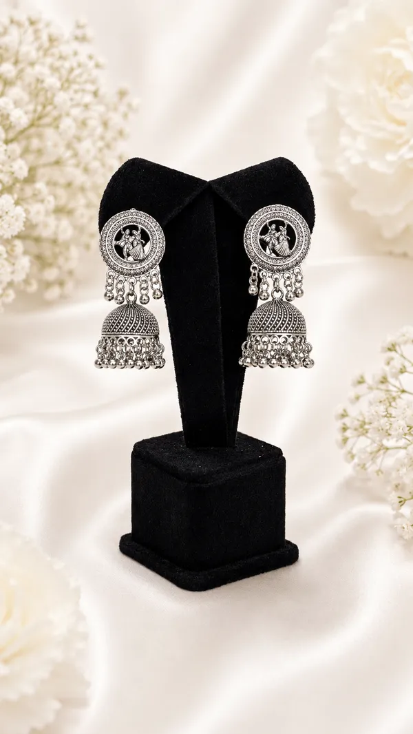 Oxidized_Silver_Jhumka_Earrings_With_Deity_Motif