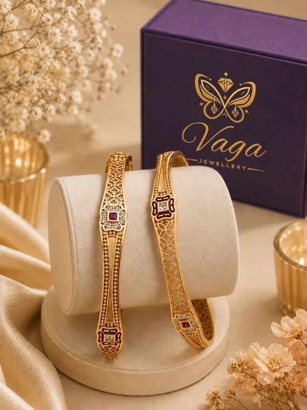 Gold_Plated_Ruby_Stone_Studded_Filigree_Bangles_For_Women
