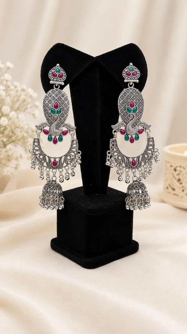 Oxidized_Silver_Kundan_Jhumka_Earrings_For_Women