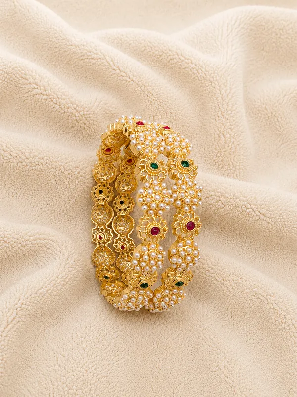 Gold_Tone_Pearl_Studded_Decorative_Bangles_For_Women