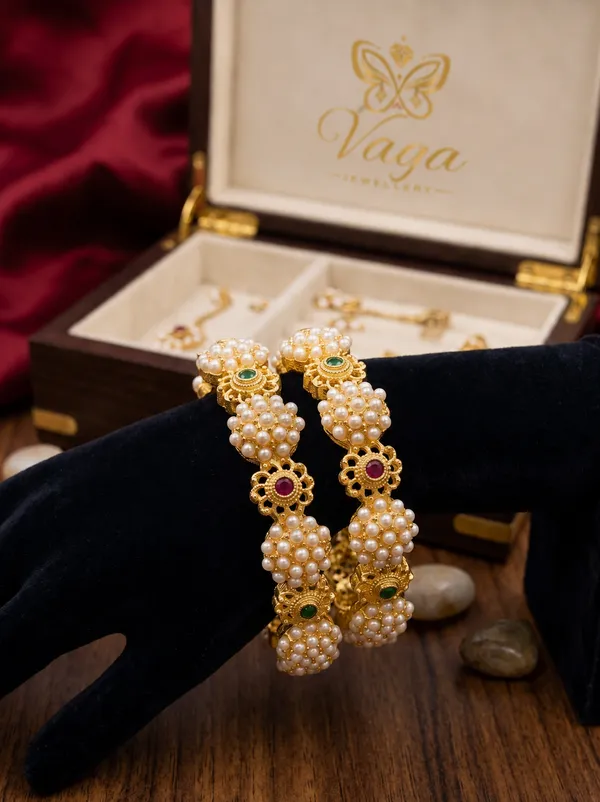Gold_Tone_Pearl_Studded_Decorative_Bangles_For_Women